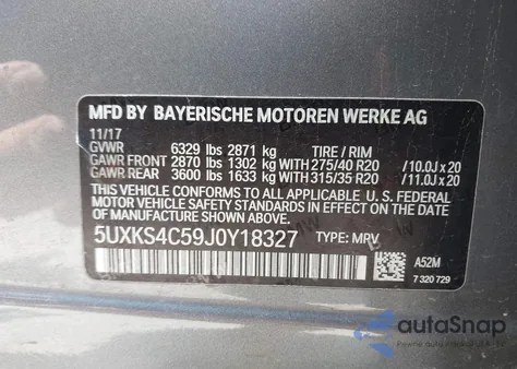 2018 BMW X5 xDrive35D z USA, uszkodzony, nr VIN 5UXKS4C59J0Y18327